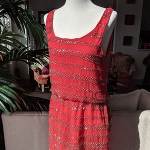 Aqua Coral Sparkling Sleeveless Dress